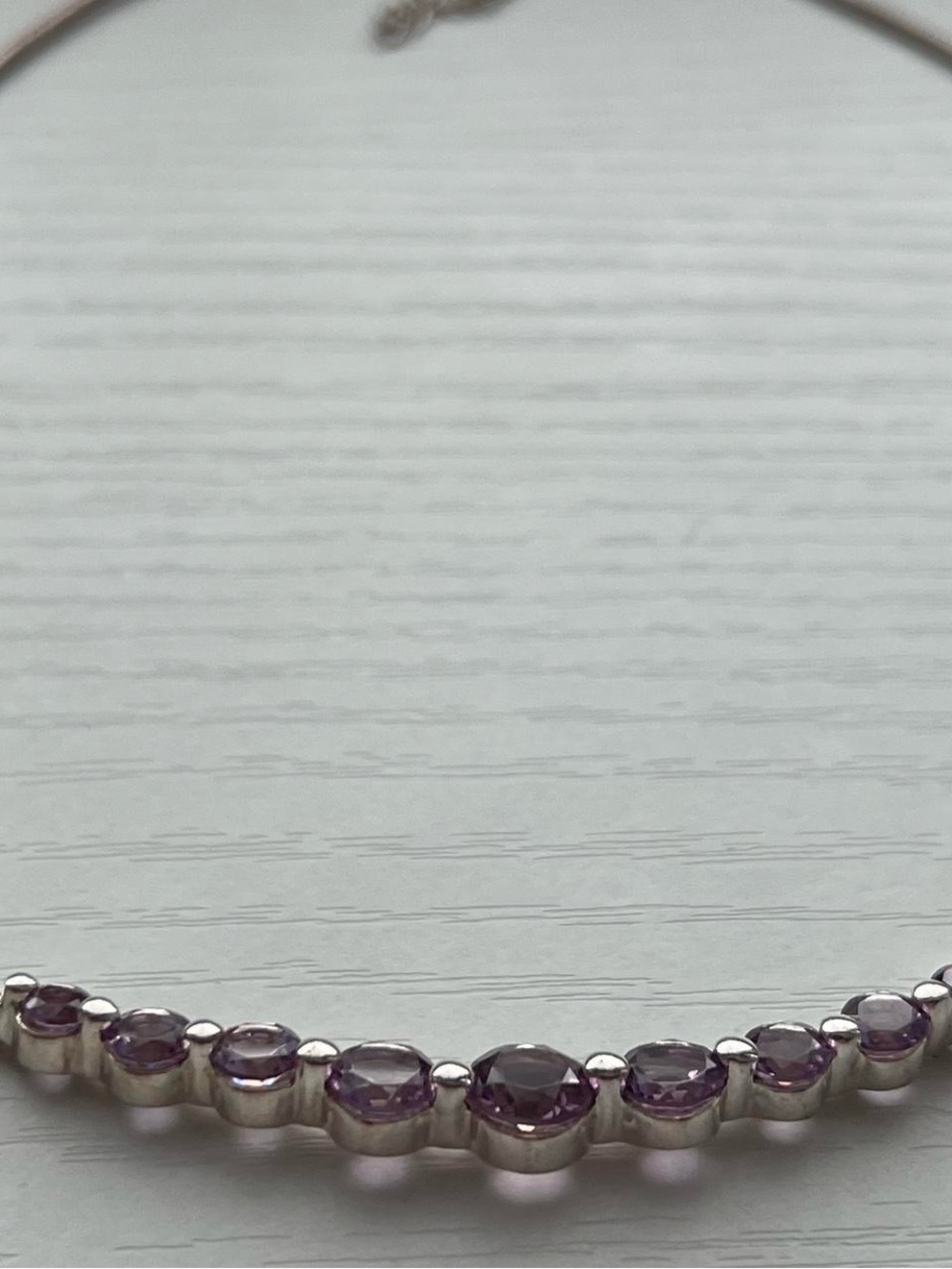 Silver Necklace with Purple Crystal Accents - Picture 5 of 6